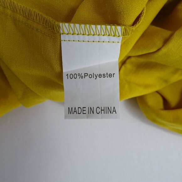 Yellow Gold Long Sleeve Collared Button Up Shirt Women Size L Casual Work - Picture 6 of 10